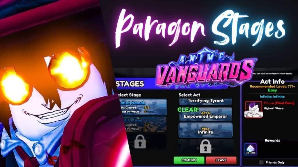 Como Desbloquear Estágios Paragon no Anime Vanguards