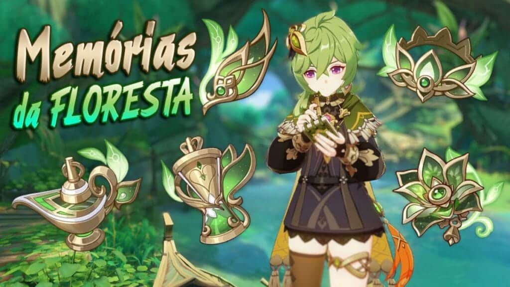Conjunto Memórias da Floresta Domínio - Genshin Impact 1 Conjunto Memórias da Floresta Domínio - Genshin Impact