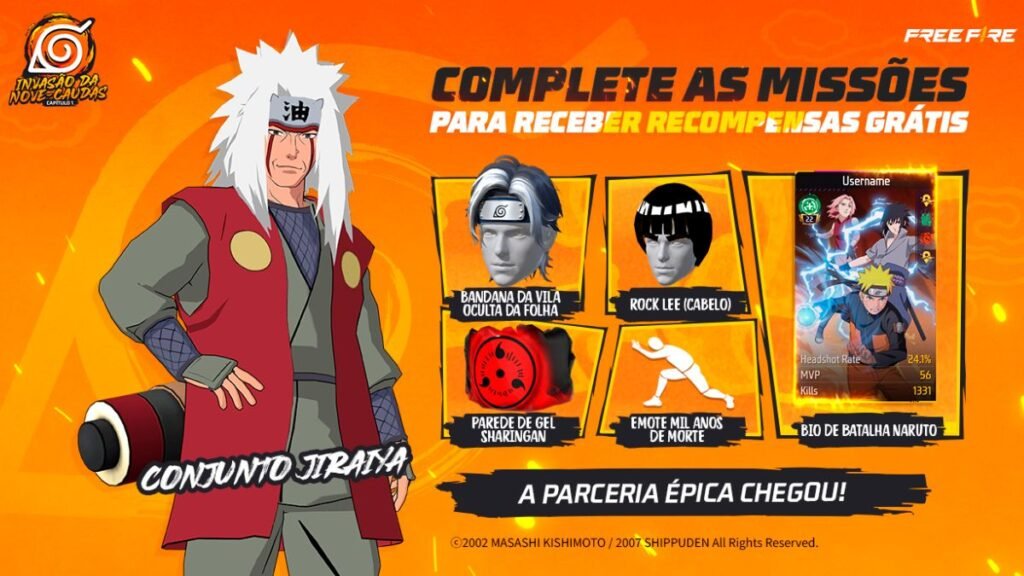 Free Fire x Naruto Shippuden Skin do Jiraya