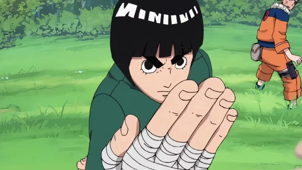 Rock Lee posição de luta com a mão para frente