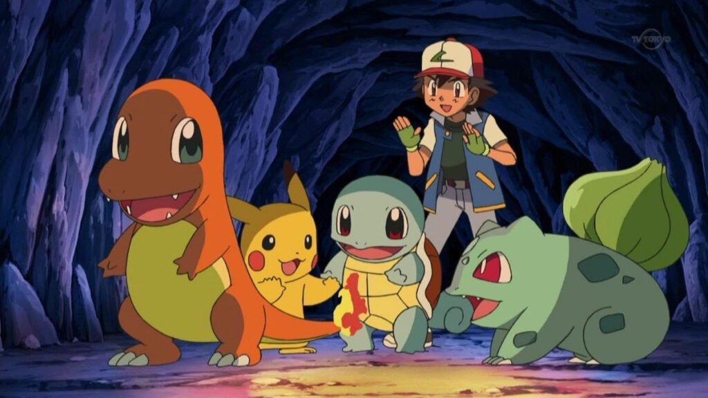 Ash Pokémon Clássico Original Pikachu Chamander Squirtle e Bubasauro