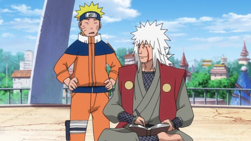 Jiraiya ensinando naruto sabio tarado