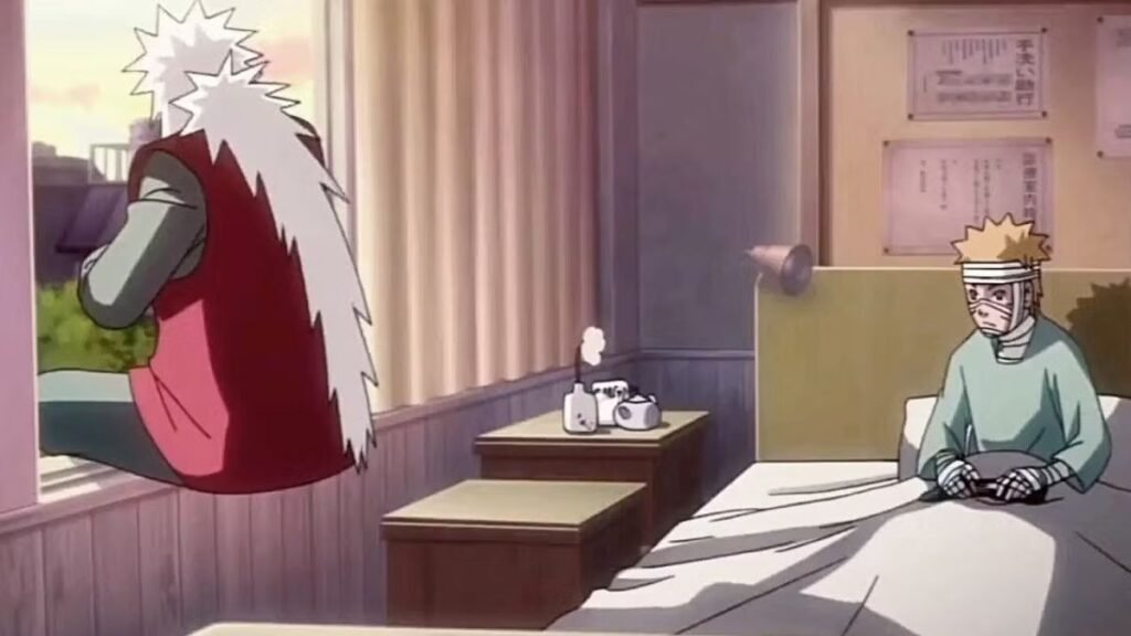 Naruto e Jiraiya no hospital