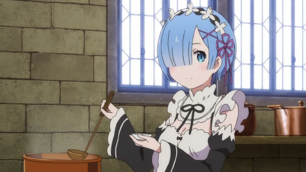 Rem ReZero empregada de cabelo azul anime