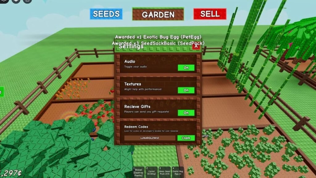 Como Resgatar Códigos em Grow a Garden